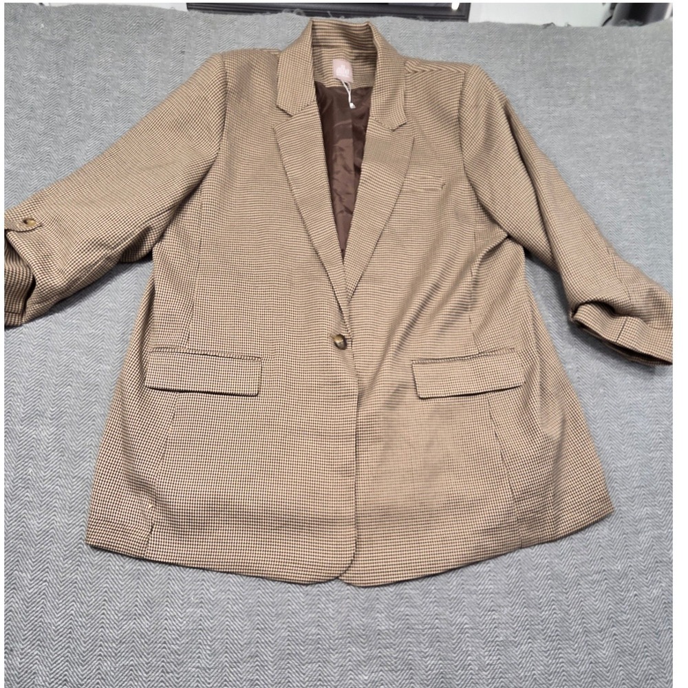 Alba Pat Primo Brown Houndstooth Single Button Blazer Jacket Size‎ 20 14400031